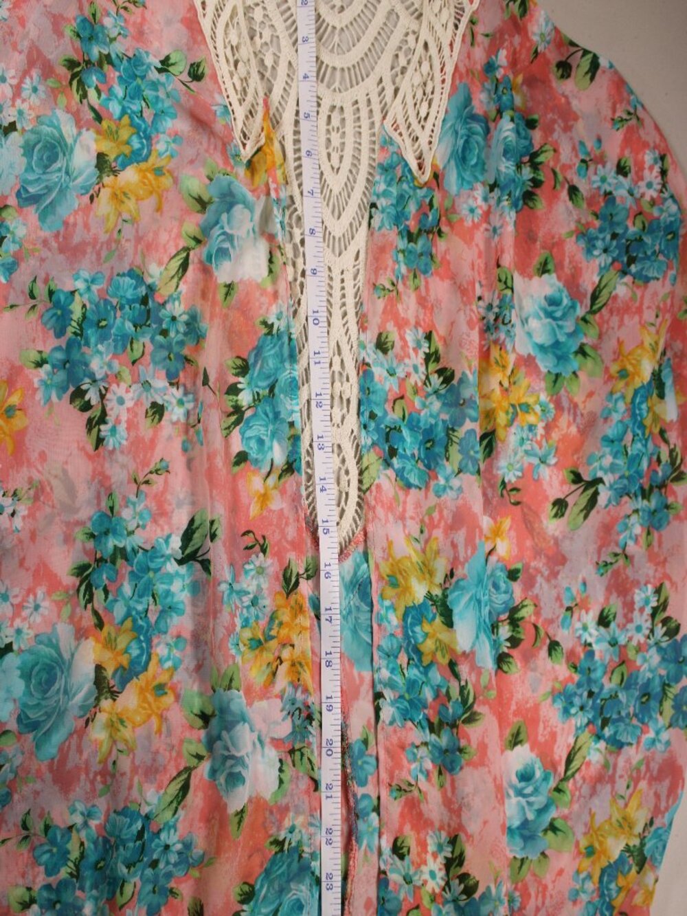 Womens Liberty Love Floral Crochet Lace Kimono/Sheer Cardigan or Beach Coverup - Picture 8 of 12